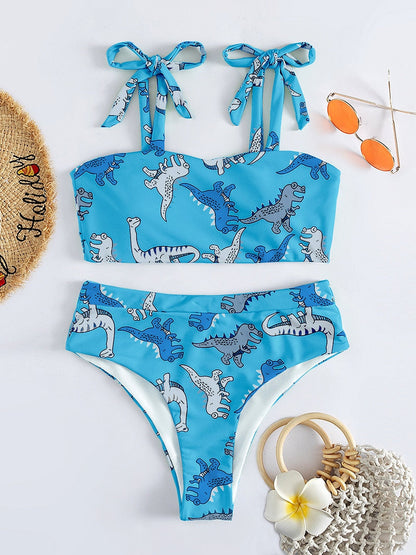 Hear Me Roar - Dinosaur Print High Waist Bikini [Spirit and Rebel] Blue S