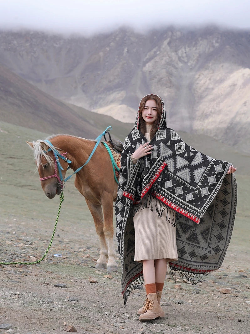 Wild Soul Gypsy Hooded Boho Poncho Cape [Spirit and Rebel]   