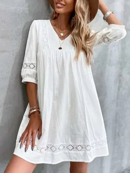 Amelia Casual White Lace Boho Dress [Spirit and Rebel] White S 