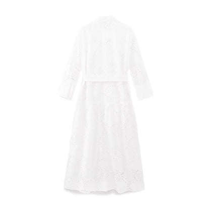 Whisper White Embroidered Boho Midi Dress [Spirit and Rebel]   