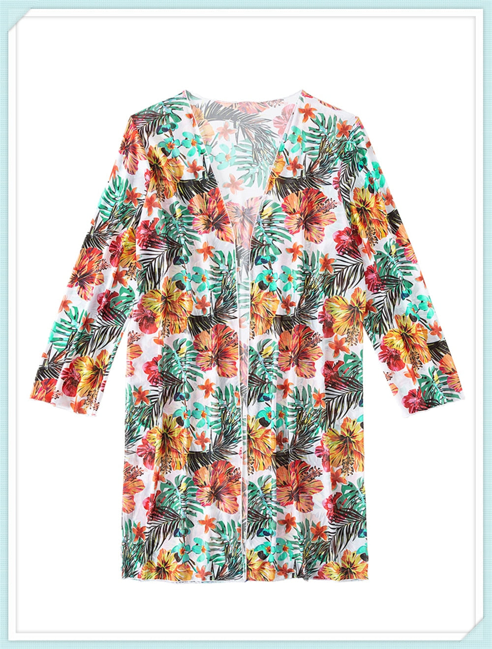 Floral Print Modest Knot Front Bikini including Cover Up Shirt Sunset and Swim