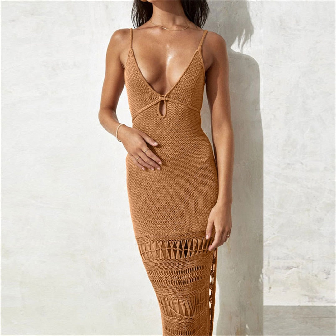 Sunset and Swim Sexy Fringe Tassel Crochet Beach Cover Up Dress Sunset and Swim