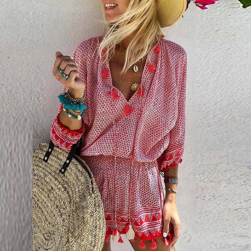 Boho Chic Summer Tassel Mini Dress [Spirit and Rebel]   