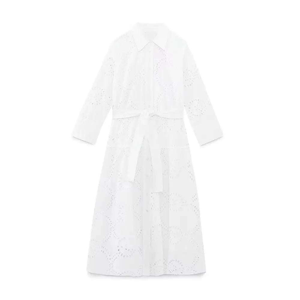 Whisper White Embroidered Boho Midi Dress [Spirit and Rebel]   