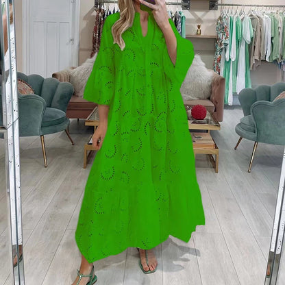 Aurora Beautiful Boho Plus Size Maxi Dress [Spirit and Rebel] Green S 