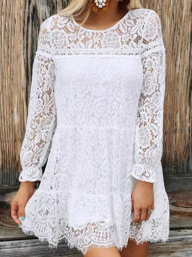 Amelia Casual White Lace Boho Dress [Spirit and Rebel]   