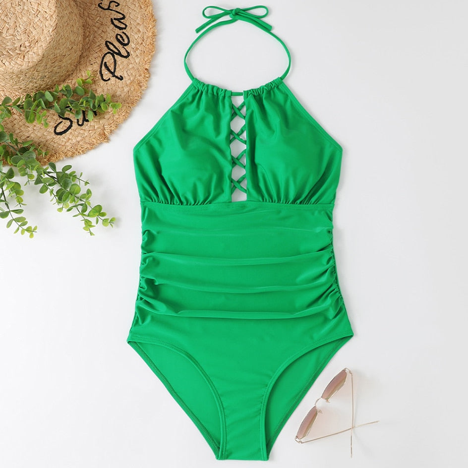 Gorgeous DD+ Halter One Piece Swimsuit Sunset and Swim