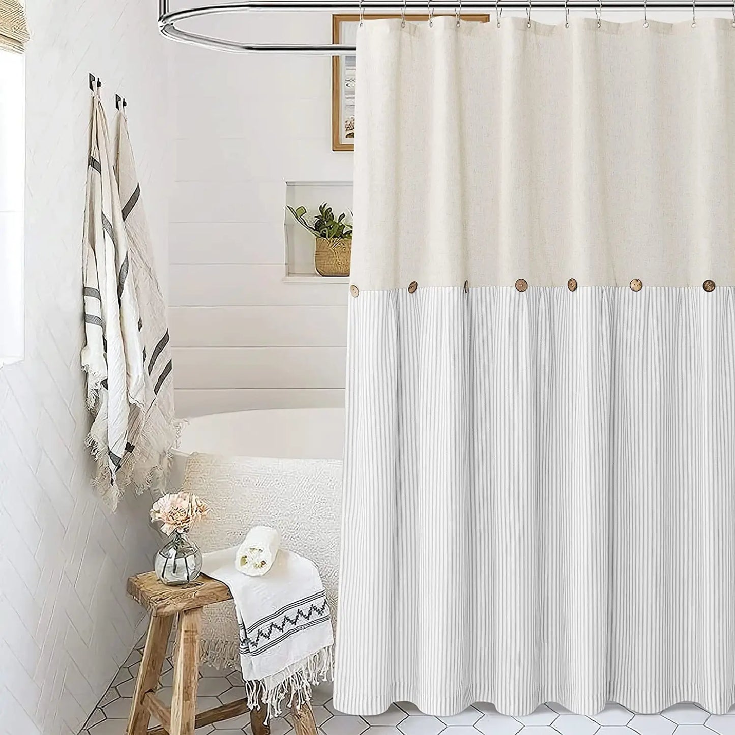 Farmhouse Dreams Boho Shower Curtain [Spirit and Rebel] S121 Width: 100cm x Length: 180cm 