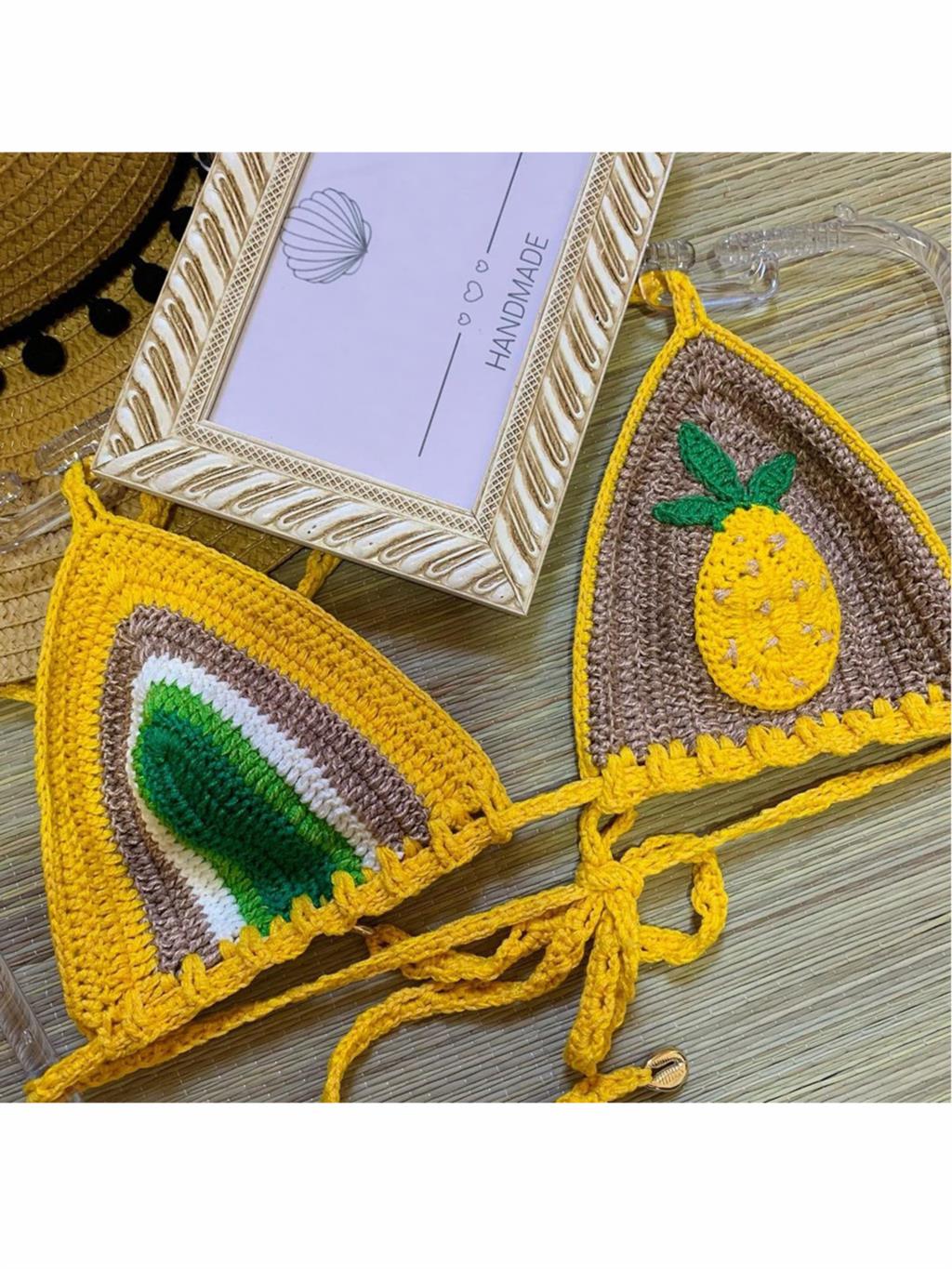 Pineapple Paradise Yellow Crochet Bikini [Spirit and Rebel]