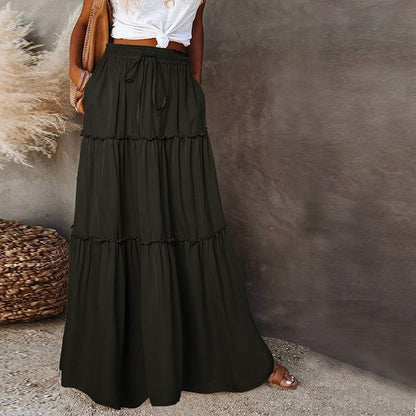 Wildflower Wanderer Boho Maxi Skirt [Spirit and Rebel] Black S 