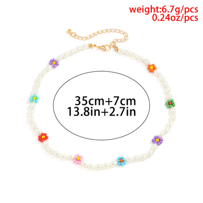 Trendy Flower Passion Beads Choker Necklace Sunset and Swim