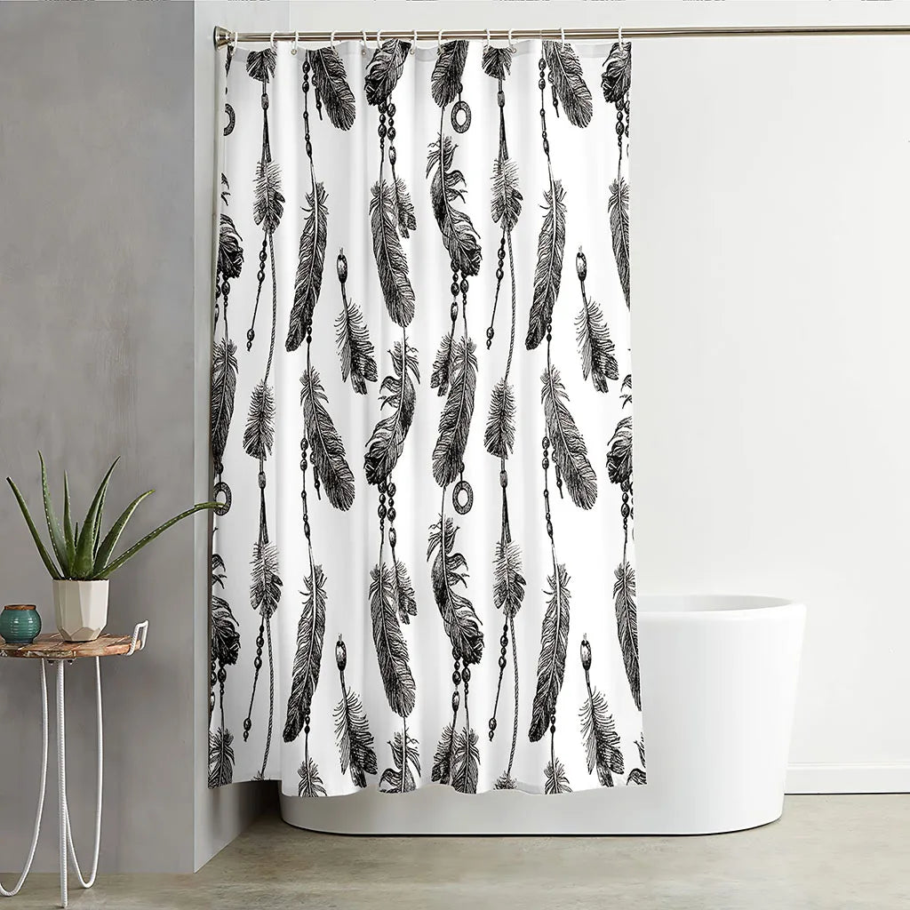 Dreamcatcher Dreamscape Curtain Boho Shower Curtain [Spirit and Rebel] Black/White 150*180cm 