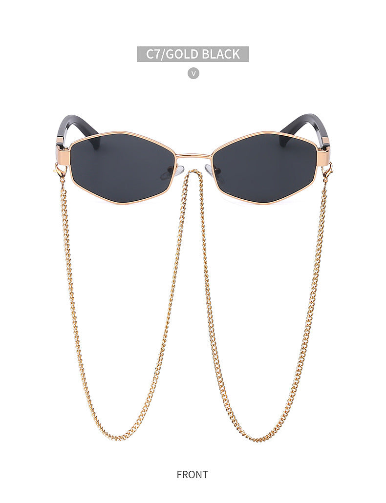 Sunshine Goddess Punk Sunglasses with Chain Sunset and Swim