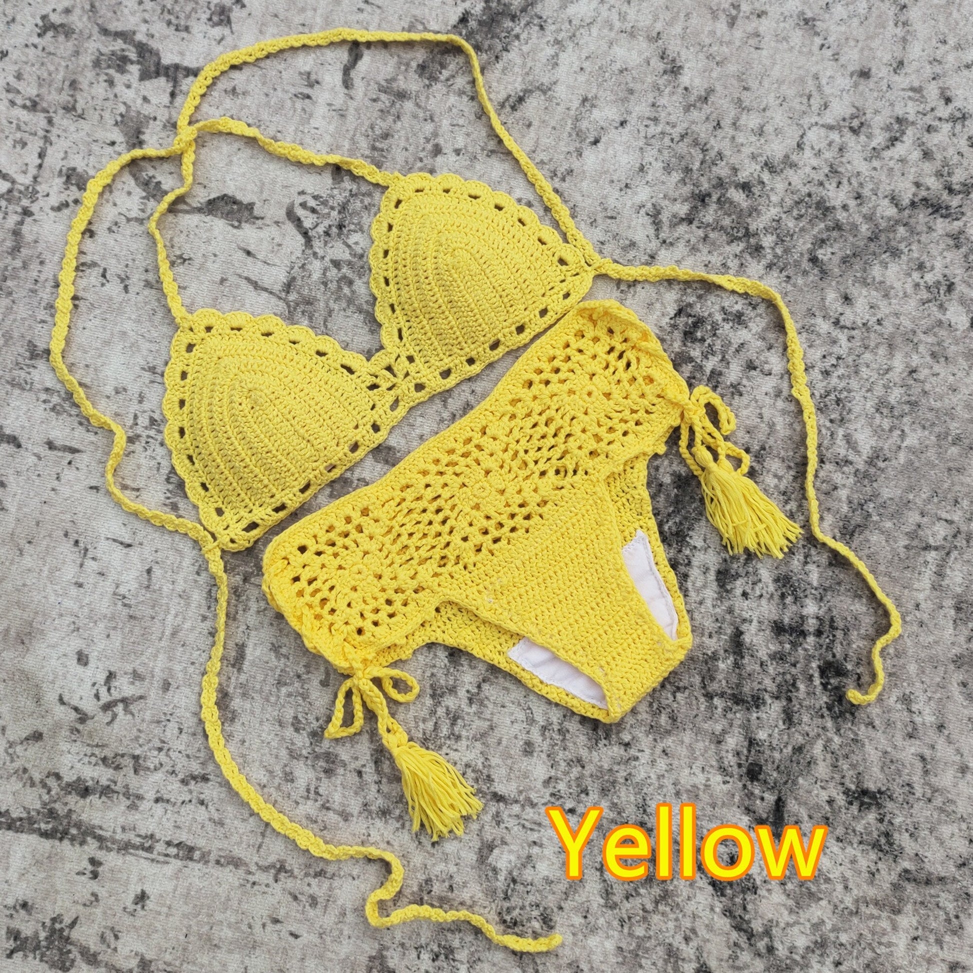 Beach Bliss Crochet Boho Bikini [Spirit and Rebel] Yellow S