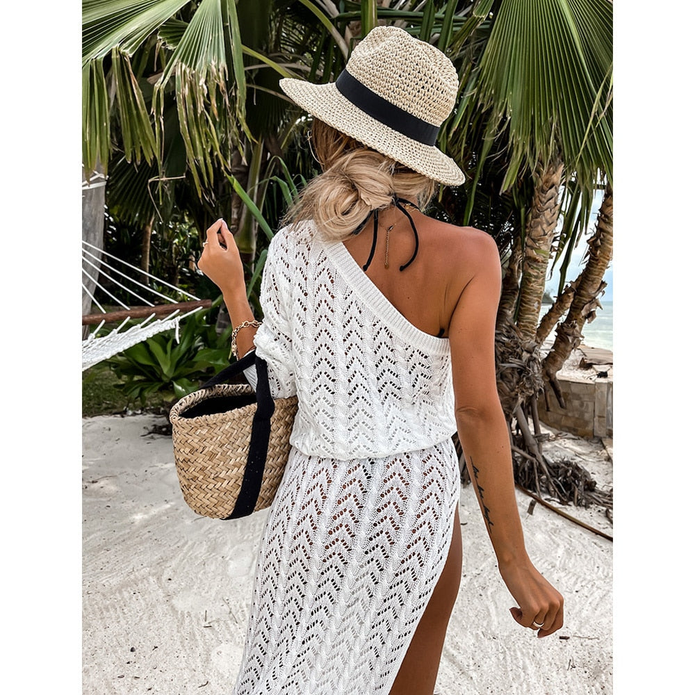 Maldives Calling Crochet Beach Bikini Cover Up White Crochet Dress [Spirit and Rebel]