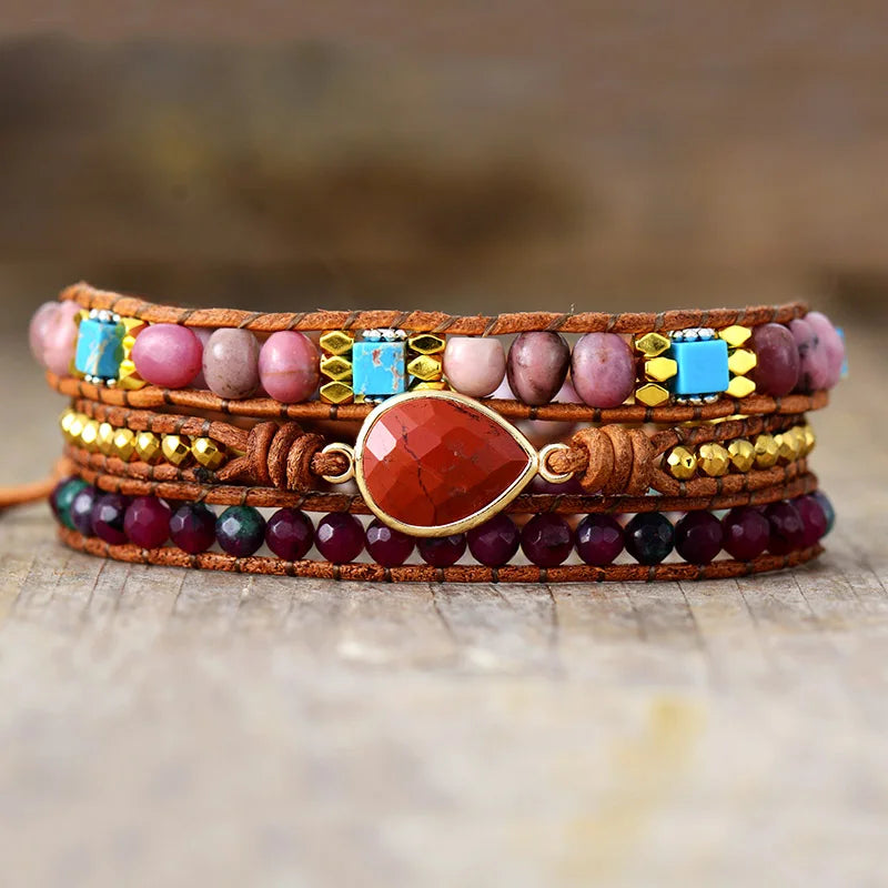 Earthbound Radiance Wrap Boho Bracelet [Spirit and Rebel] Red