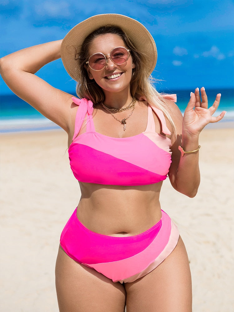 Pink Curves Stunning Plus Size High Waist Bikini [Spirit and Rebel]