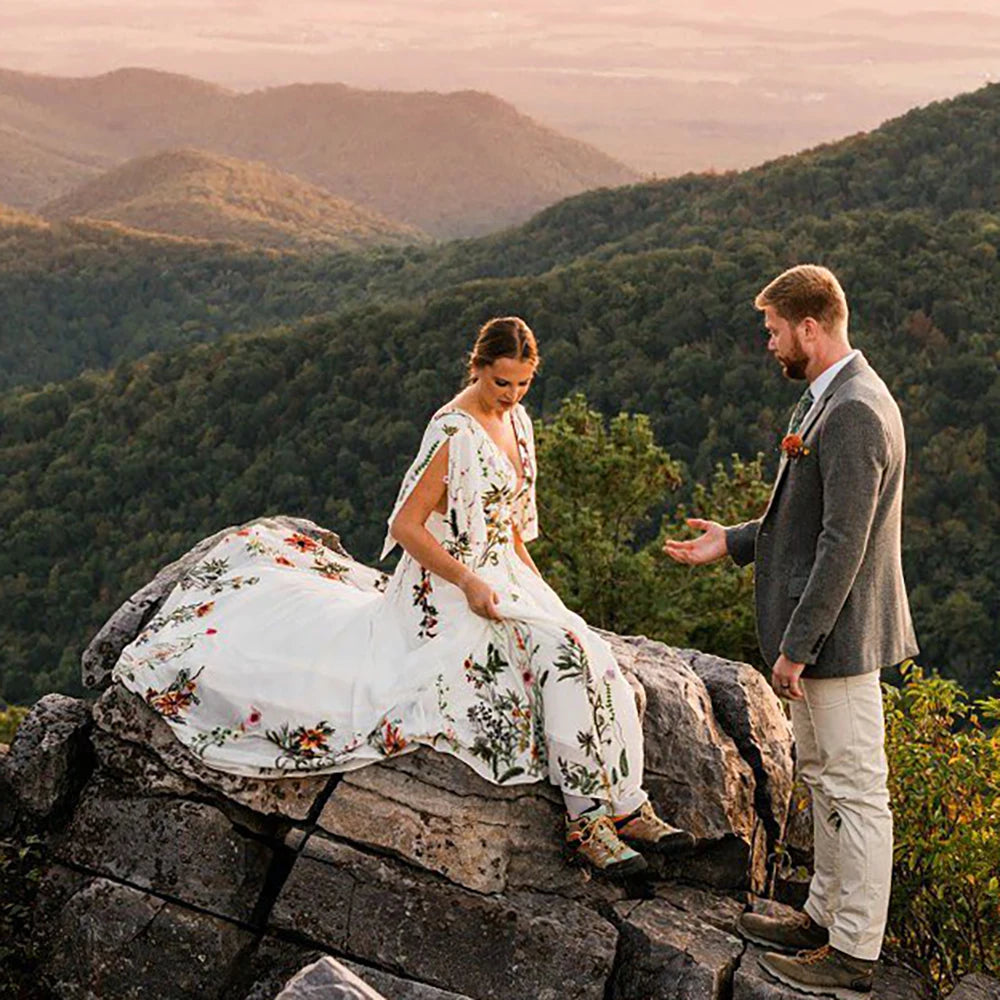 Enchanted Garden Floral Boho Wedding Dress [Spirit and Rebel]   