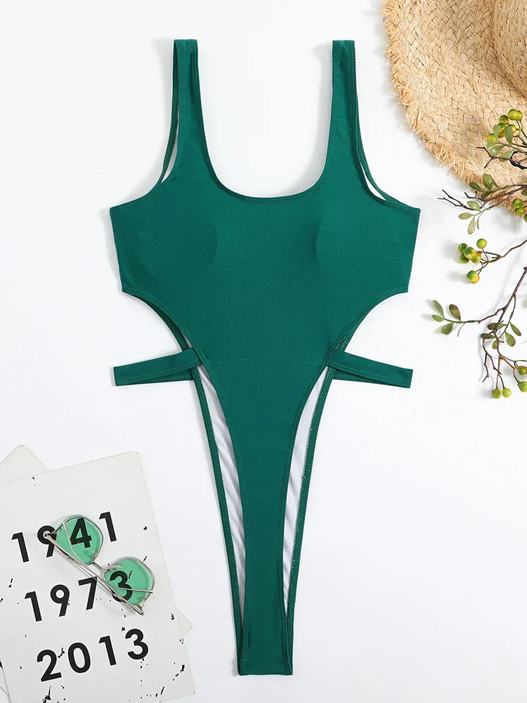 Fiji Extreme Thong High Cut Cut Out Swimsuit Sunset and Swim