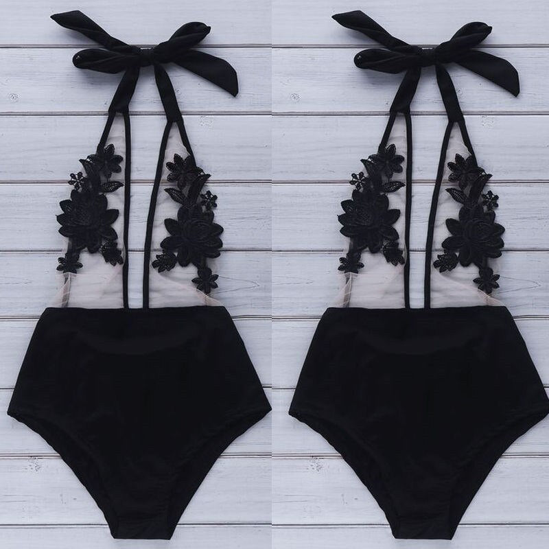 Ultra Hot Mesh See Through Floral Swimsuit Sunset and Swim