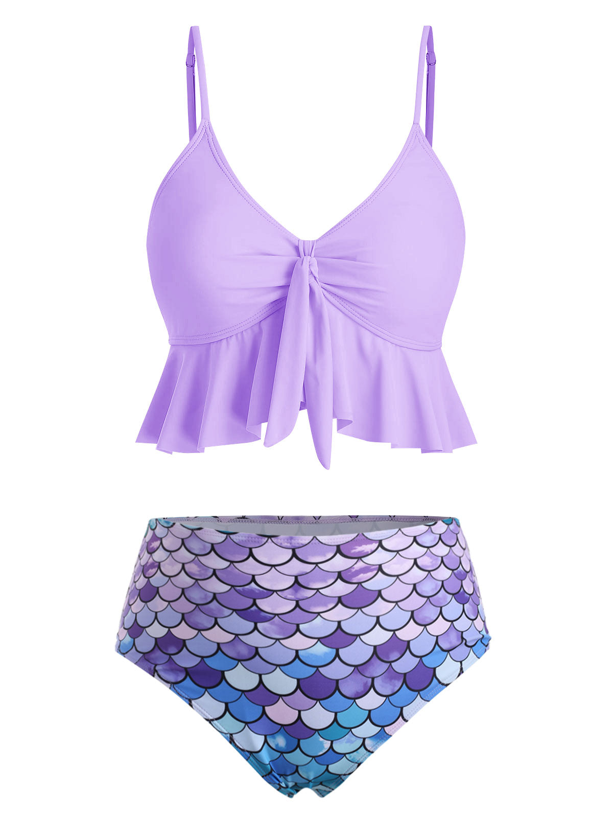 Aqua Luxe Tankini Mermaid Bikini Set [Spirit and Rebel] Purple S