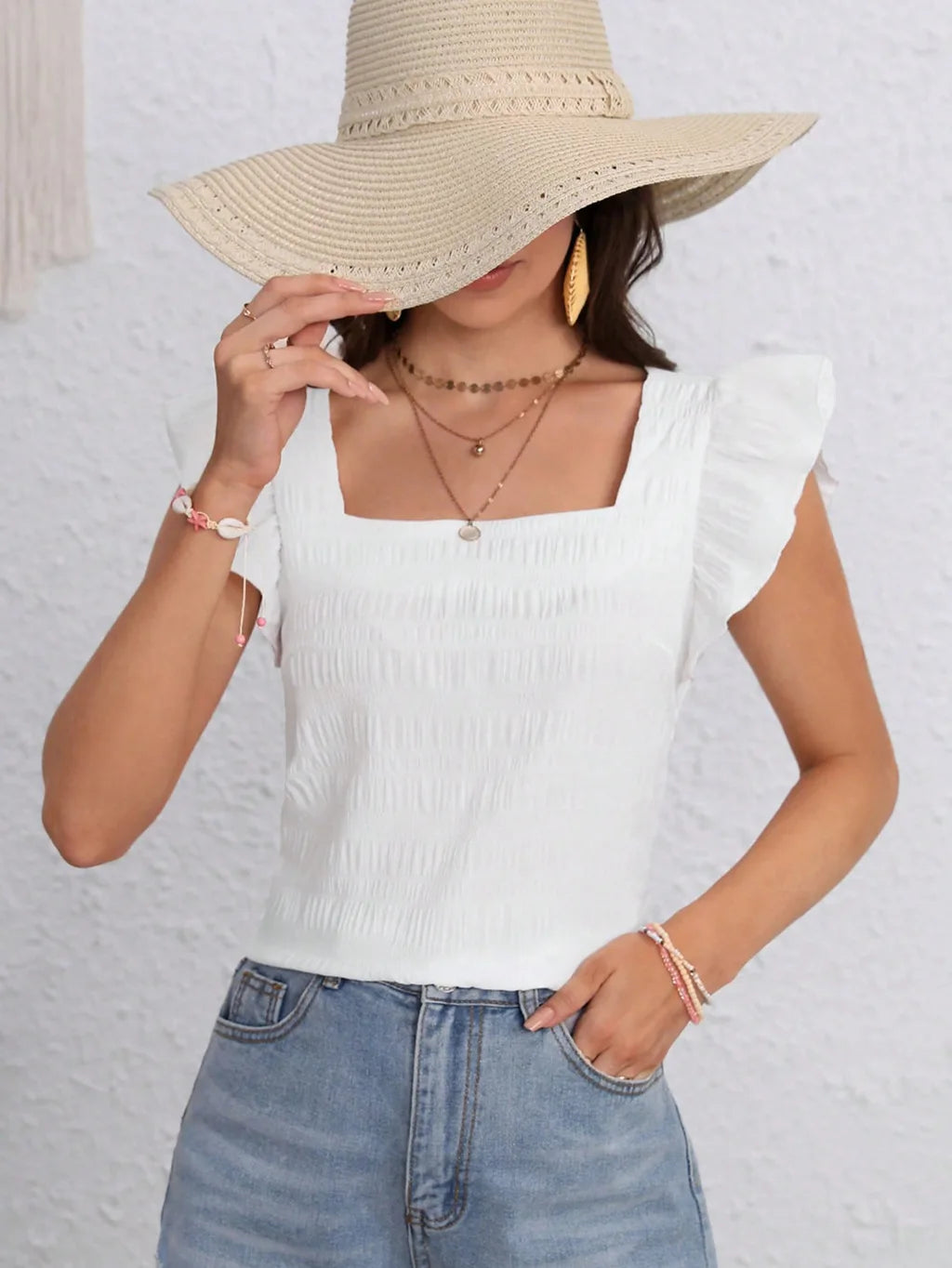 Wanderlust Spirit Square Neck Boho Blouse [Spirit and Rebel] White S 