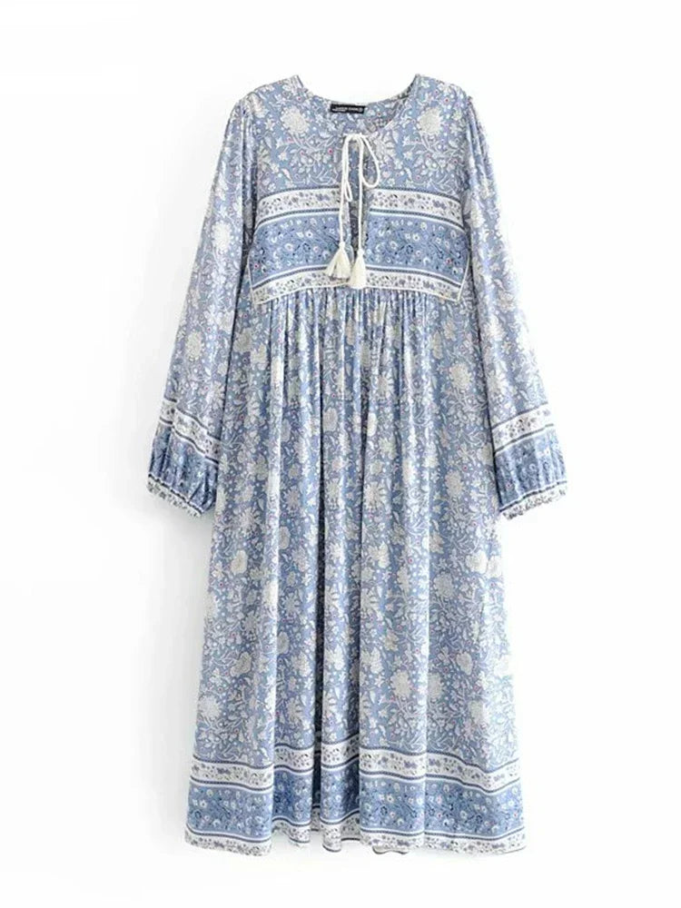 Azure Bloom Prairie Dress [Spirit and Rebel] Blue S