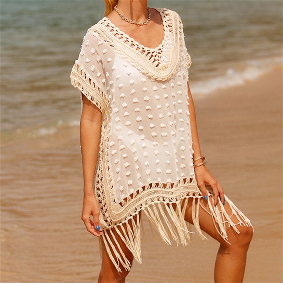 Sunset and Swim Fringe Tassel Crochet Beach Cover Up Sunset and Swim