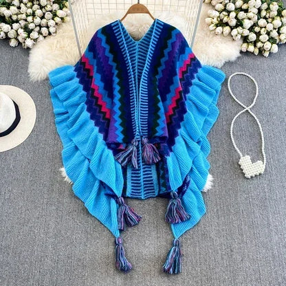 Spirit and Rebel Tassel Boho Cardigan [Spirit and Rebel] Blue One Size 