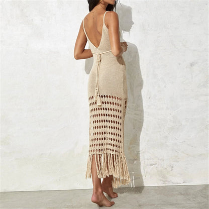 Sunset and Swim Sexy Fringe Tassel Crochet Beach Cover Up Dress Sunset and Swim