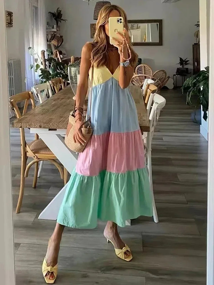 Summer Breeze Color Block Boho Dress [Spirit and Rebel]   