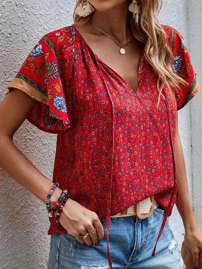 Spirit and Rebel Flowy Floral Boho Blouse [Spirit and Rebel]   