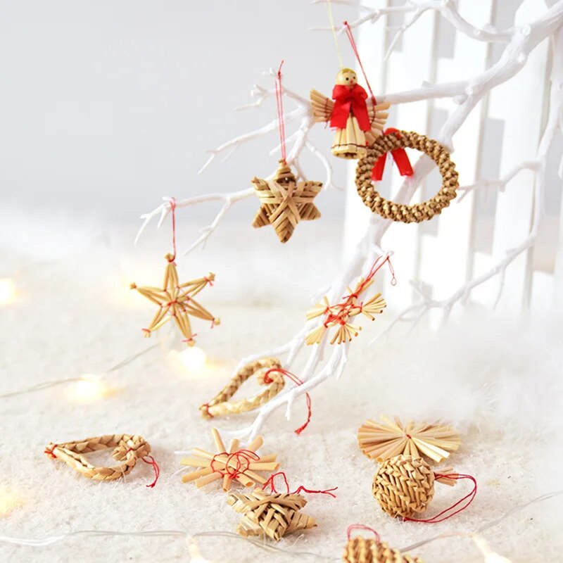 Natural Straw Christmas Tree Pendant Ornaments [Spirit and Rebel]   