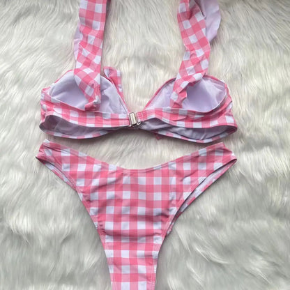 Summer Charm Plaid Bow Bikini Sunset and Swim