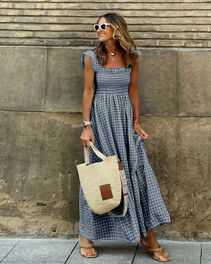 Coastal Plaid Boho Maxi Dress [Spirit and Rebel]   