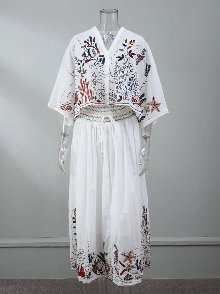 Free Your Mind Embroidered Boho Skirt and Top 2 Piece Set [Spirit and Rebel]   