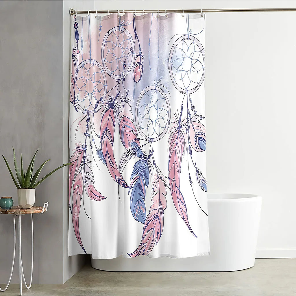 Dreamcatcher Dreamscape Curtain Boho Shower Curtain [Spirit and Rebel] Purple/White 150*180cm 