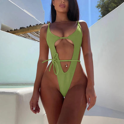 Ibiza High Cut Cut Out Swimsuit Sunset and Swim Green S