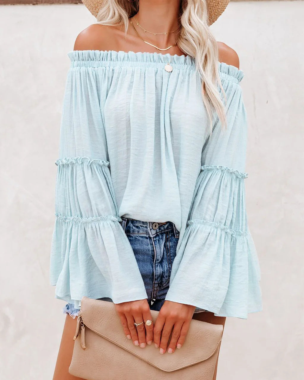 Spirit and Rebel Stunning Off Shoulder Long Sleeve Blouse [Spirit and Rebel]   