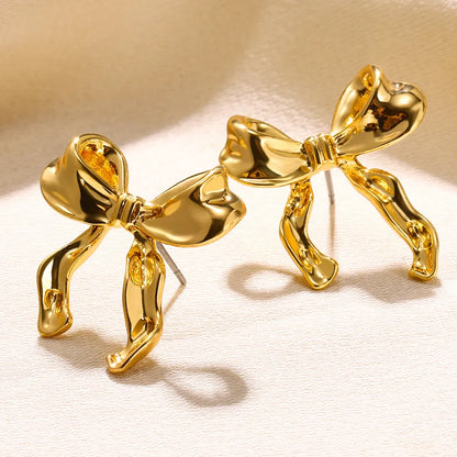 Boho Bow Gold Color Earrings [Spirit and Rebel] E4207G  