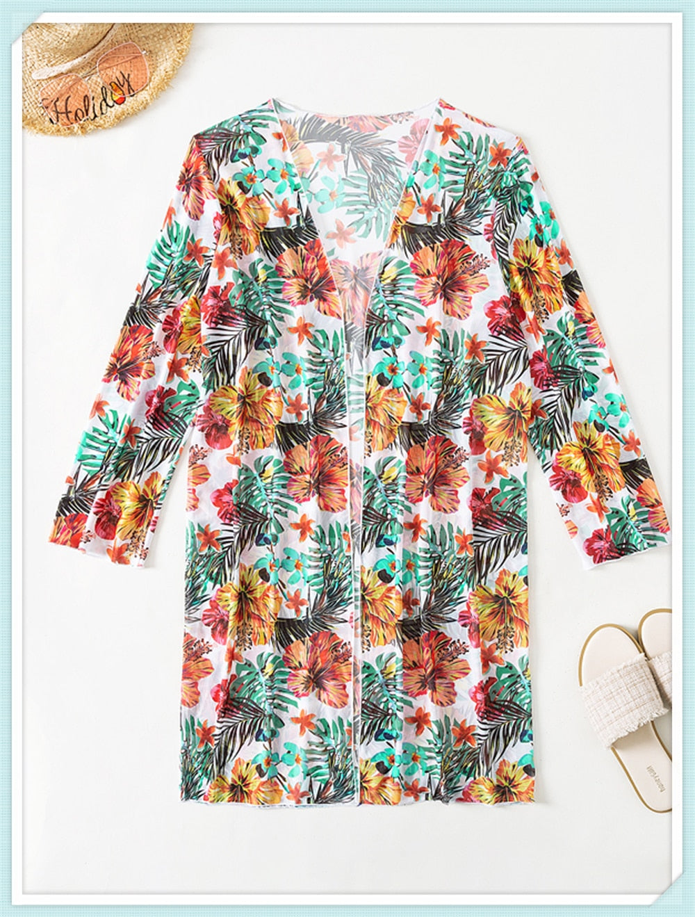 Floral Print Modest Knot Front Bikini including Cover Up Shirt [Spirit and Rebel]