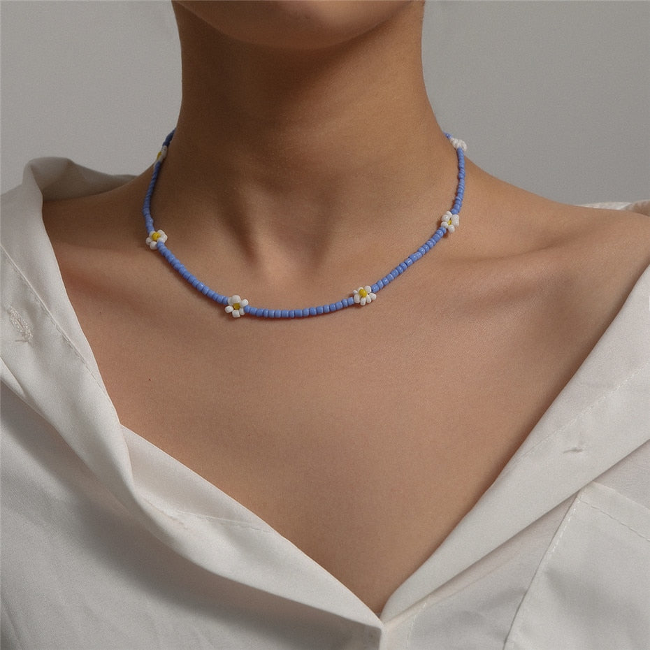 Trendy Flower Passion Beads Choker Necklace Sunset and Swim C03009-B