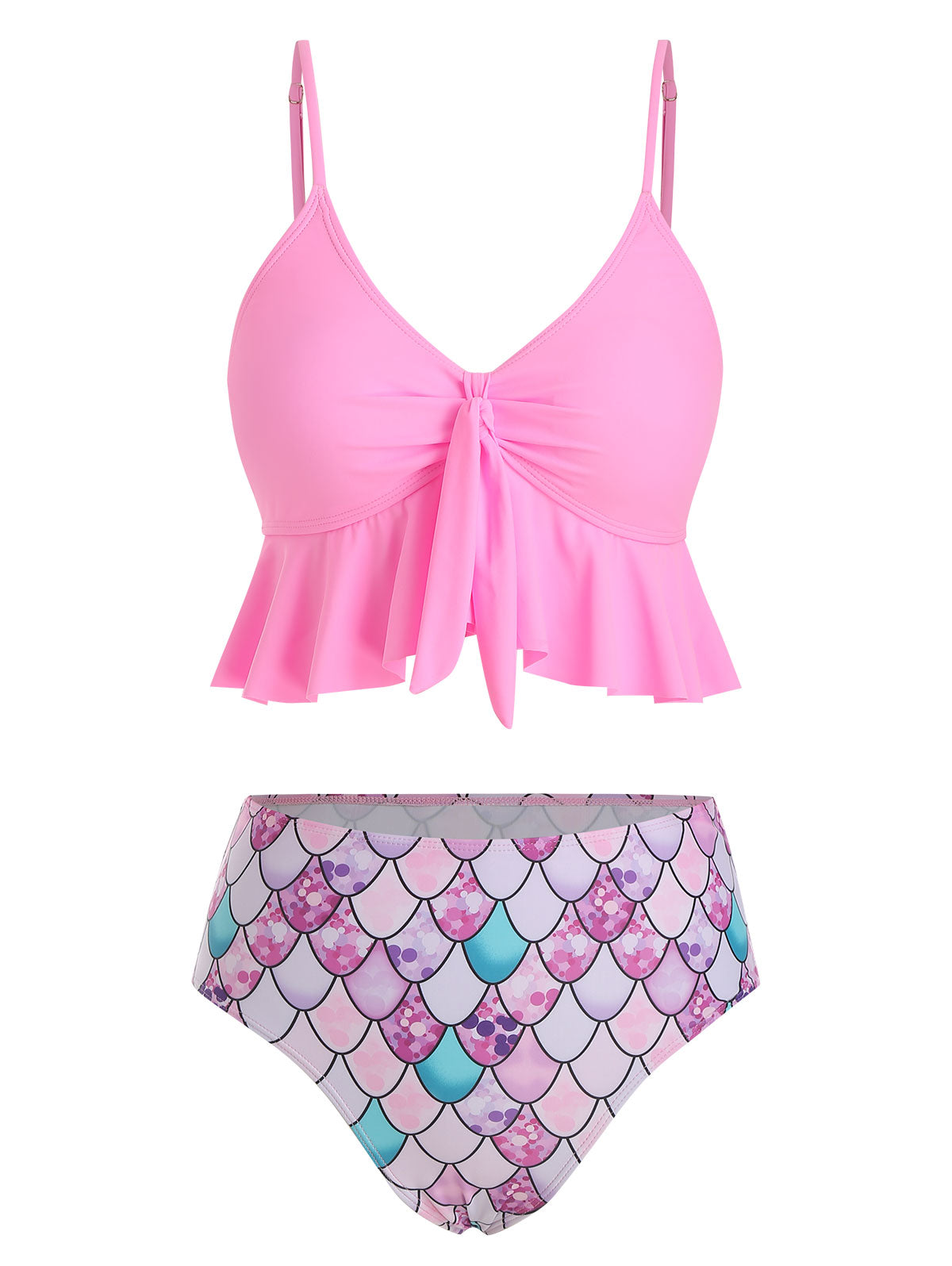 Aqua Luxe Tankini Mermaid Bikini Set [Spirit and Rebel] Pink S