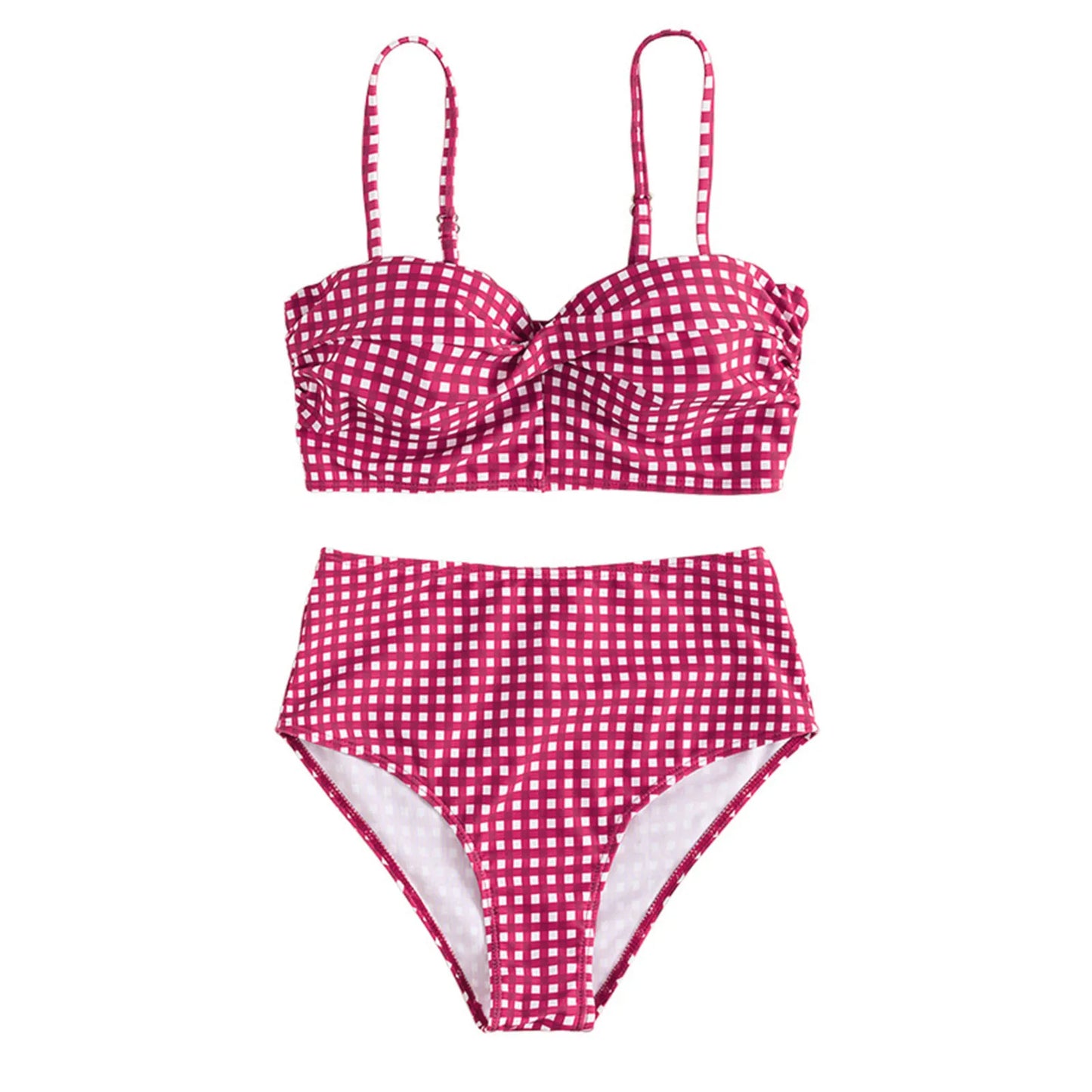 Confident Coastline Plaid High Waist Bikini Sunset and Swim