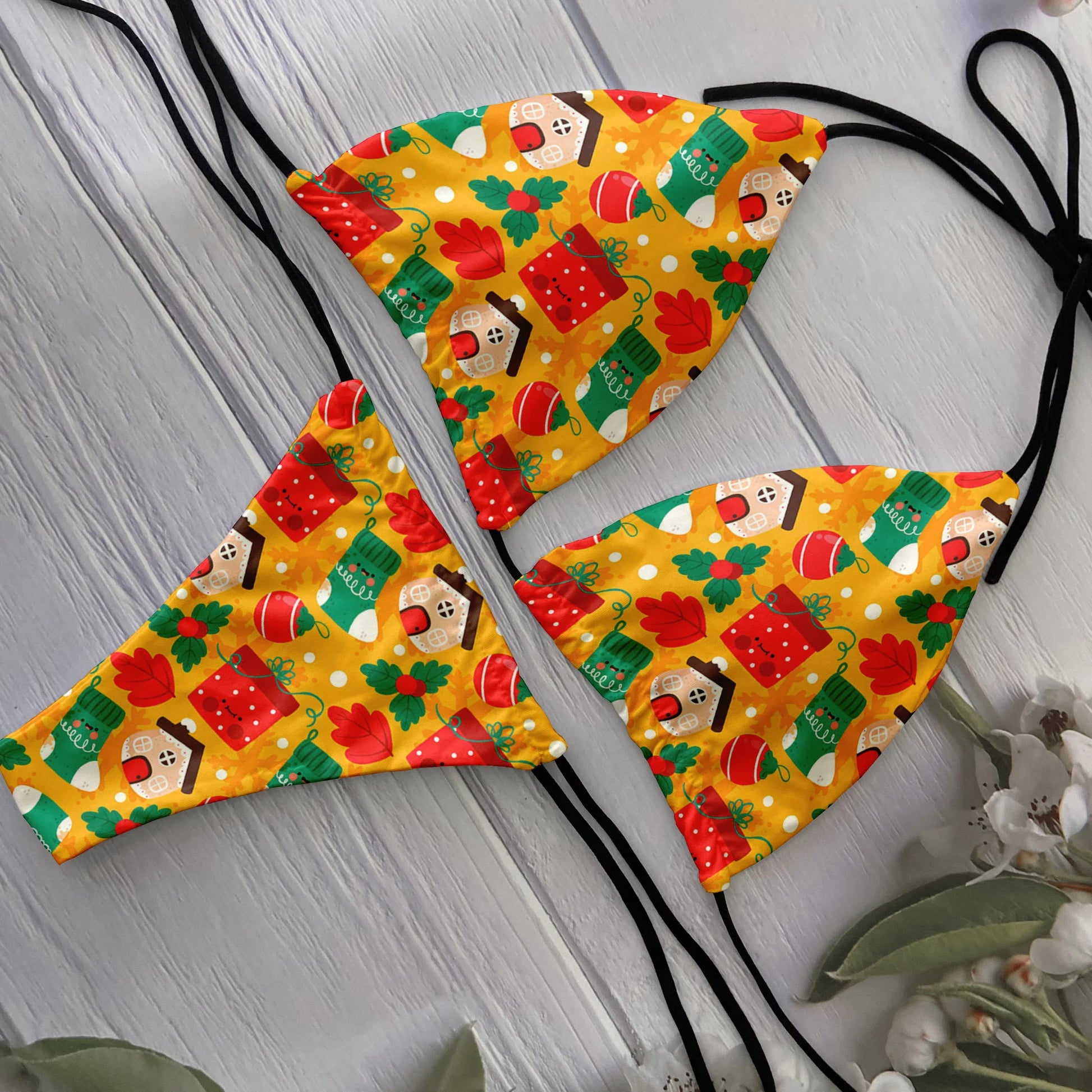 Winter Wonderland Christmas Triangle Bikini [Spirit and Rebel] Orange 1 One Size