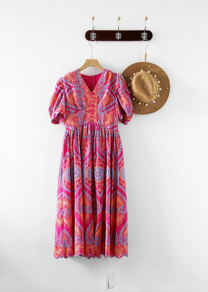 Pure Serenade Floral Puff Sleeve Boho Dress [Spirit and Rebel]   