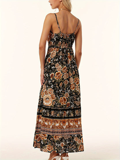 Printed Scoop Neck Midi Cami Boho Dress [Spirit and Rebel]   