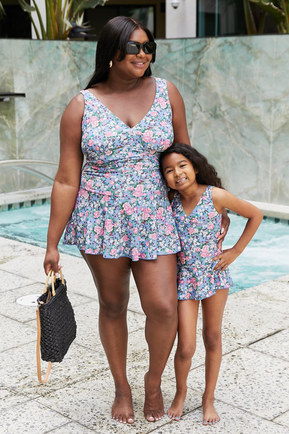 Marina West Swim Plus Size Clear Waters Swim Dress in Rose Sky Mother Daughter Swimwear [Spirit and Rebel] Rose Sky S