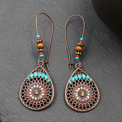 Alloy Oil Drip Beaded Teardrop Earrings [Spirit and Rebel]