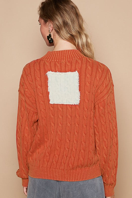 Cable-Knit Peace Patch Dropped Shoulder Sweater [Spirit and Rebel]